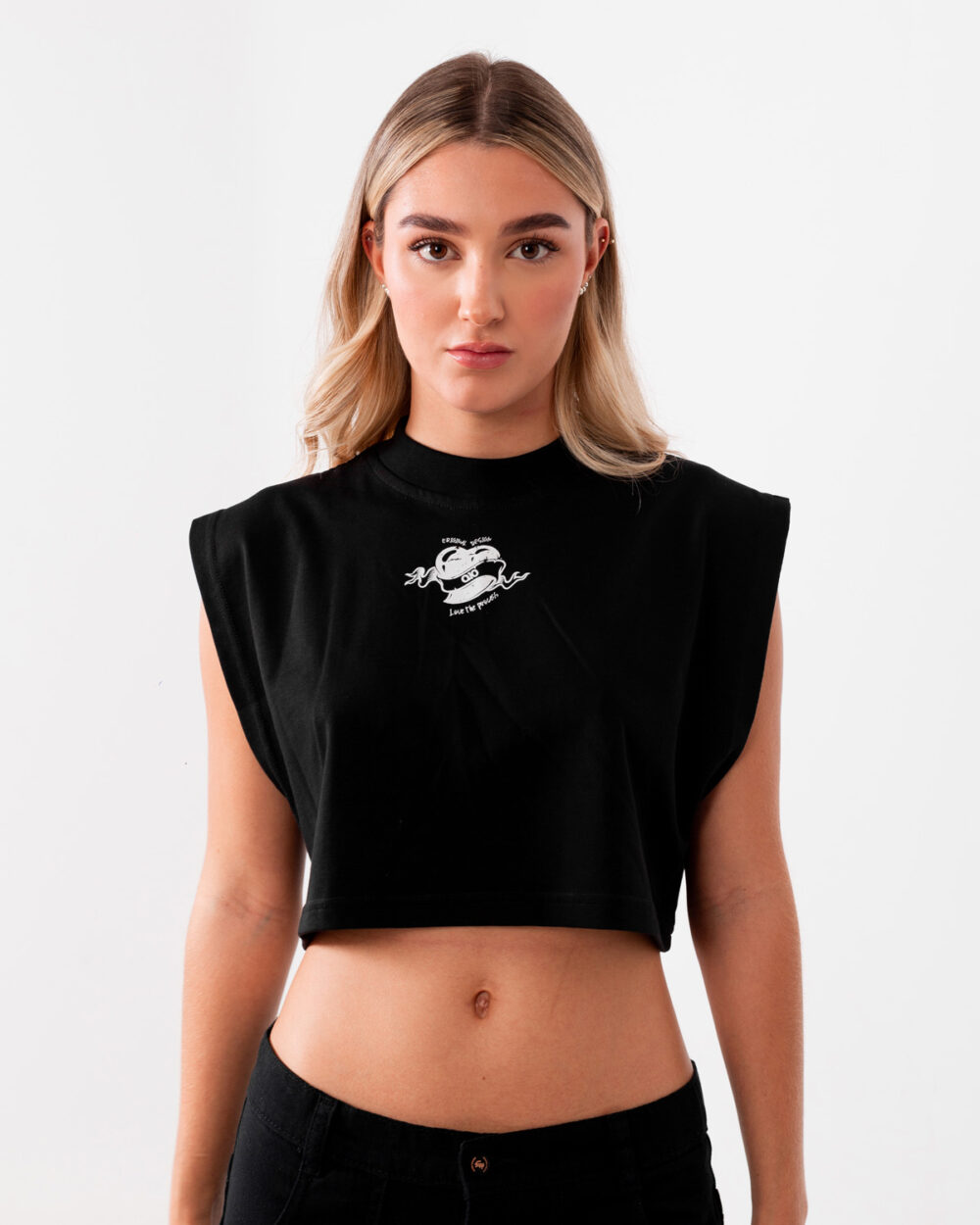 Oversize Crop Top Love The Process Negro - Imagen 3