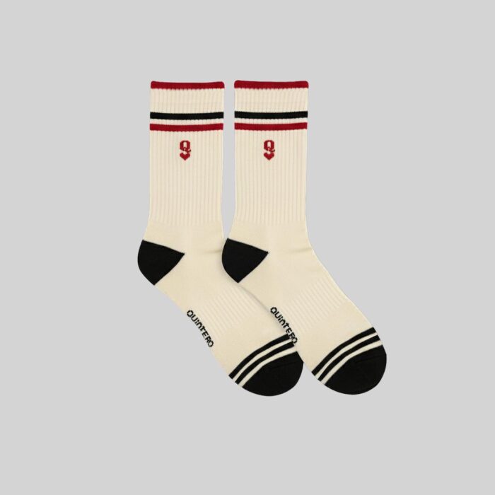 CalcetÃn Q10 beige y rojo